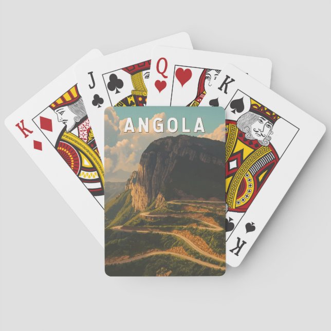Angola Illustration Travel Art Vintag Spielkarten (Rückseite)