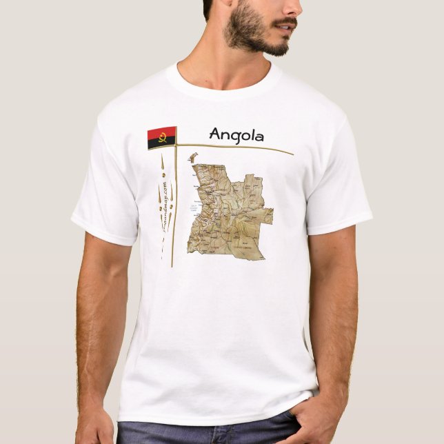 Angola Karte + Flagge + T - Shirt (Vorderseite)