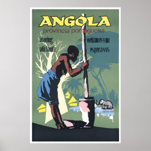 Angola-Kunst Afrikanischer Druck Afrika Reiseplaka Poster