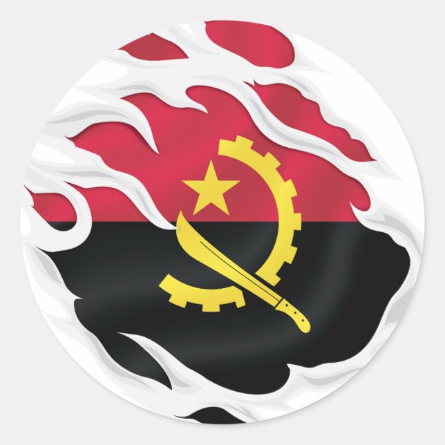 Angola Ripped Flag Runder Aufkleber (Vorderseite)