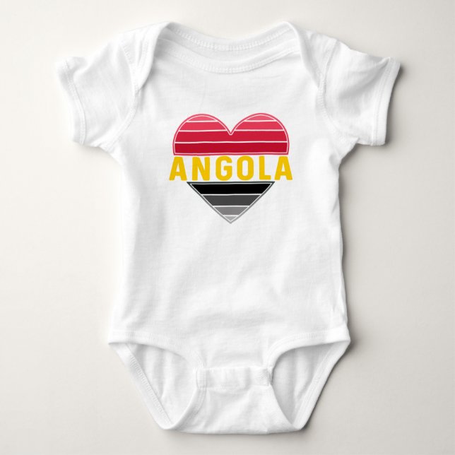 Angolan Herz, I Liebe Angola Baby Strampler (Vorderseite)