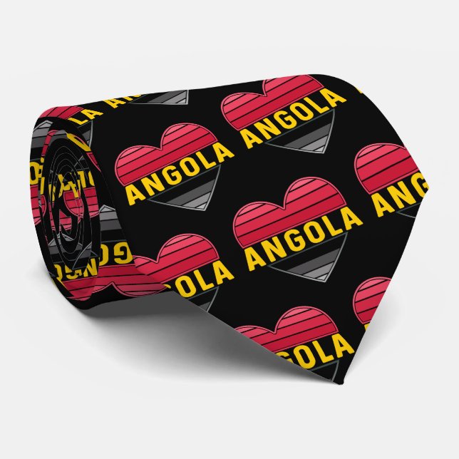 Angolan Herz, I Liebe Angola Krawatte (Gerollt)
