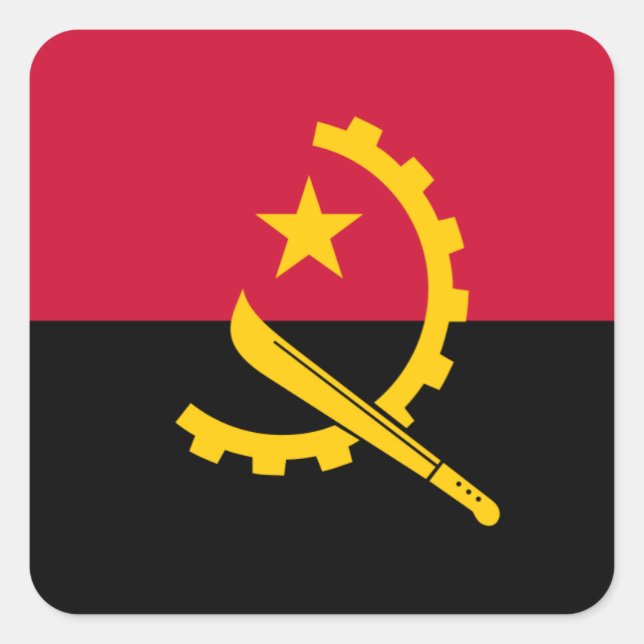 Angolanische Flagge, Flagge Angolas Quadratischer Aufkleber (Vorderseite)