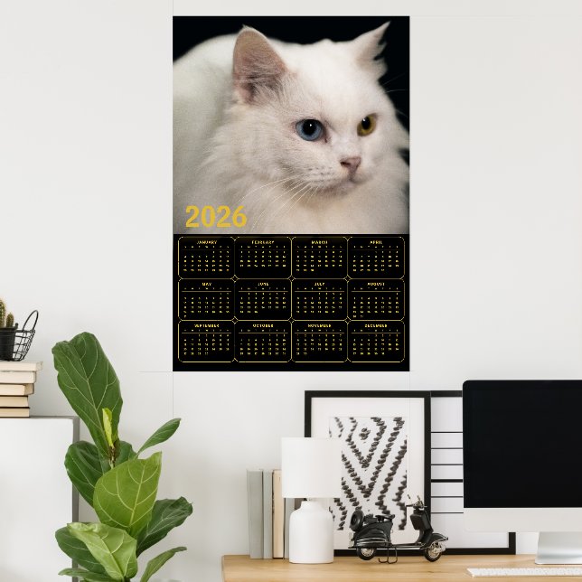 Angora Cat with Heterochromia – 2026 Calendar  Poster (Heimbüro)