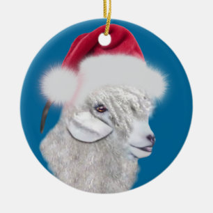 Angora Chèvre Santa Hat Ornement de Noël