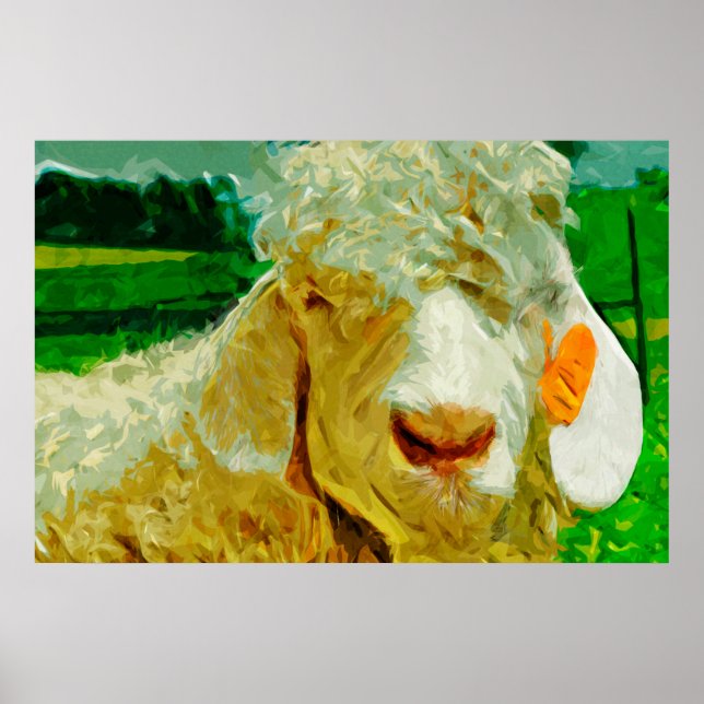 Angora-Ziege mit Ohrmarke Abstrakter Impressionism Poster (Vorne)