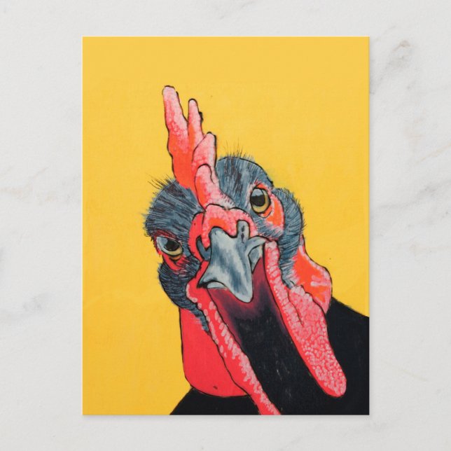 Angraues Huhn in Gelb Postkarte (Vorderseite)
