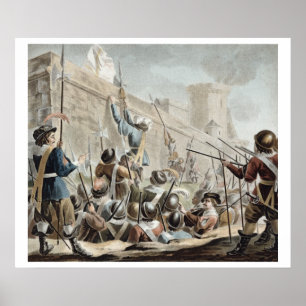 Angriff auf dem Boulogne-sur-Mer, graviert von Poster