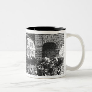 Angriff auf dem Gefängnis Van in Manchester Zweifarbige Tasse