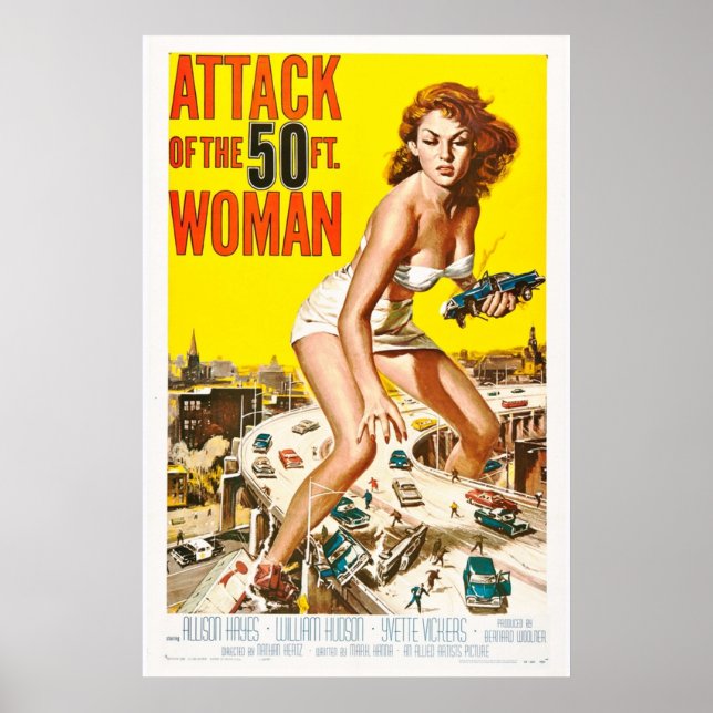 Angriff auf die 1958 erschienene Frau im Retro-Fil Poster (Vorne)