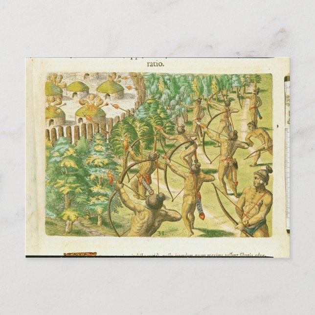 Angriff auf ein indisches Dorf Postkarte (Vorderseite)