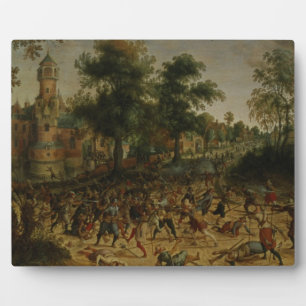Angriff auf eine Stadt (Öl auf Leinwand) Fotoplatte