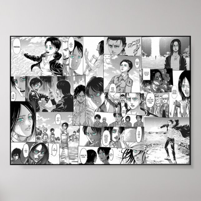 Angriff auf Titan Eren Yeager Manga Collage Poster (Vorne)
