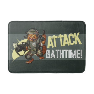 Angriff Bathtime! Sci-fi Marine Ginger Cat Cartoon Badematte