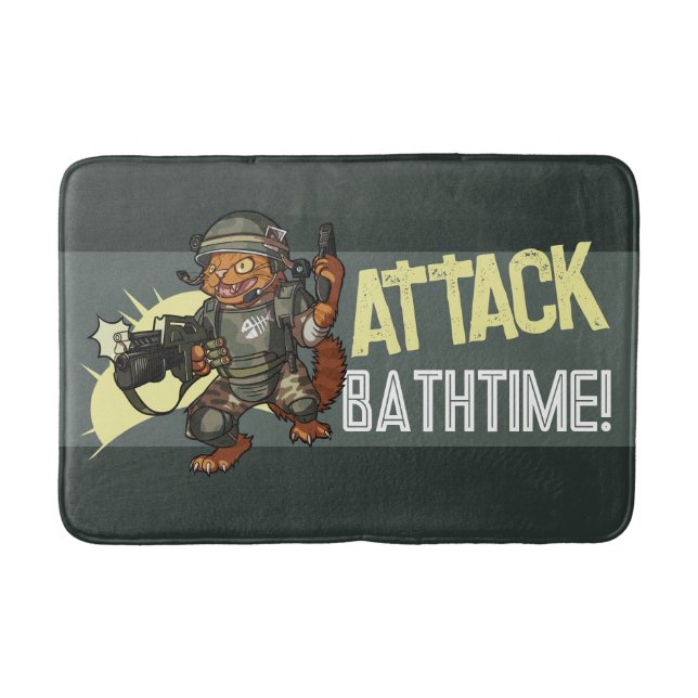 Angriff Bathtime! Sci-fi Marine Ginger Cat Cartoon Badematte (Vorderseite)