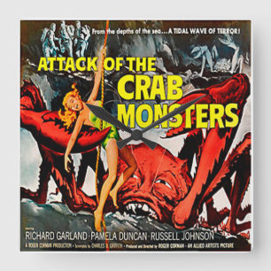 Angriff des Krabben-Monster-Films - quadratische Wanduhr