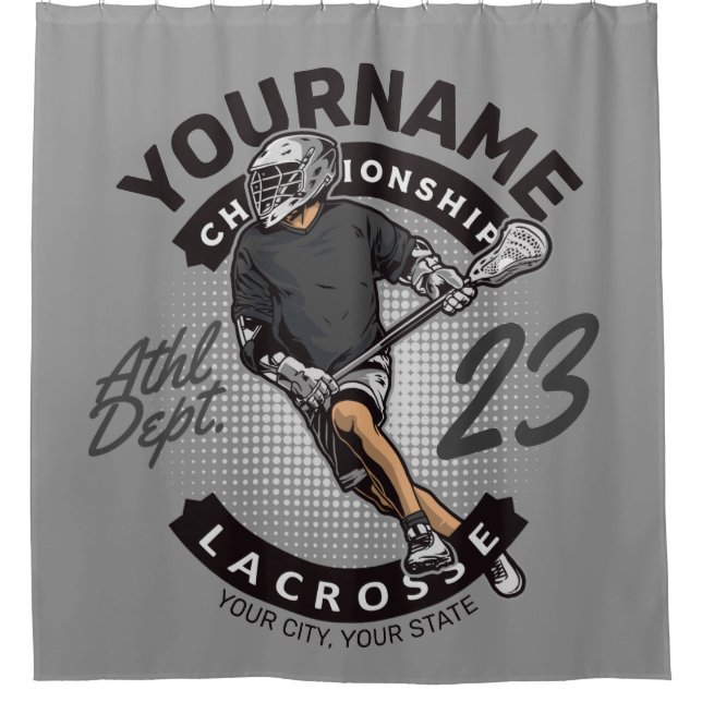 Angriff des personalisierten Lacrosse Player-Sport Duschvorhang (Vorderseite)