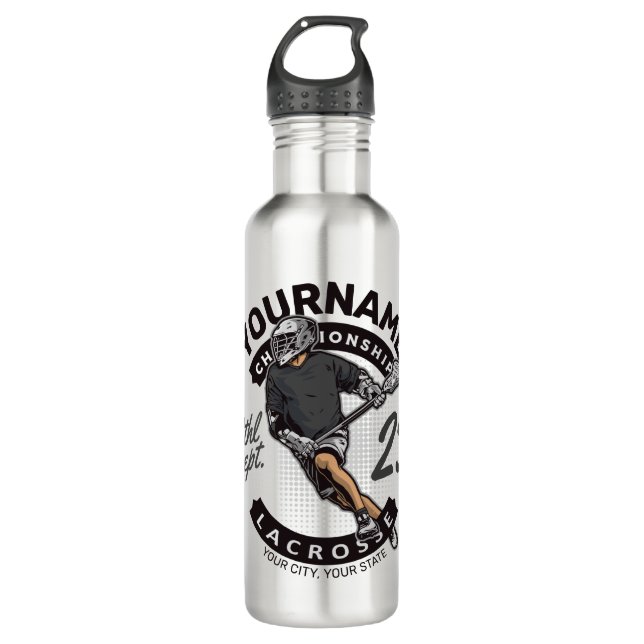 Angriff des personalisierten Lacrosse Player-Sport Edelstahlflasche (Vorderseite)