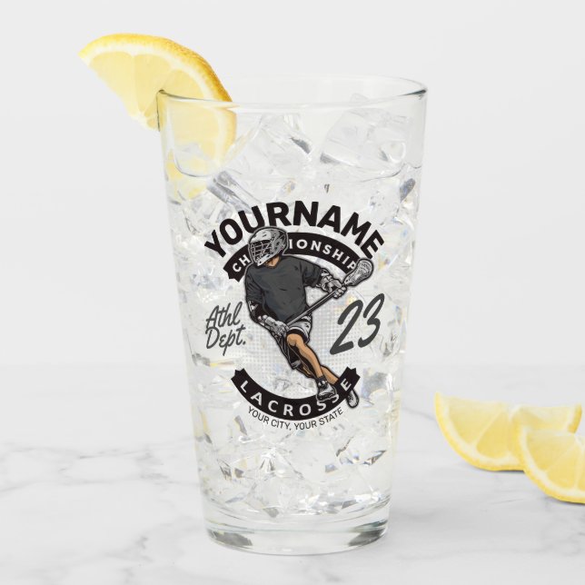Angriff des personalisierten Lacrosse Player-Sport Glas (Vorderseite Ice)