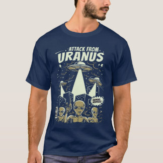 Angriff vom Uran Retro Weltraum Alien UFO Comic Bo T-Shirt