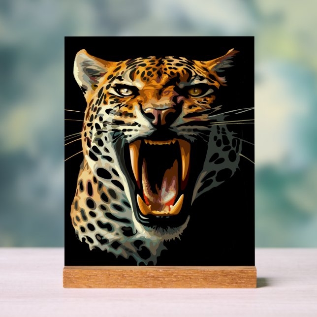 Angriffskopf von Leopard Acrylschild (Neutral)