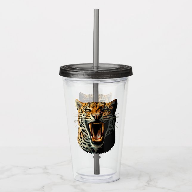 Angriffskopf von Leopard Acryltrinkbecher (Vorderseite)