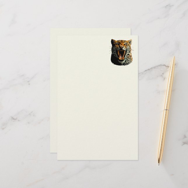 Angriffskopf von Leopard Briefpapier (Vorderseite/Rückseite Beispiel)