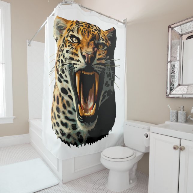 Angriffskopf von Leopard Duschvorhang (Beispiel)