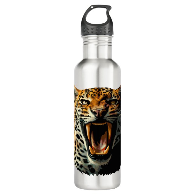 Angriffskopf von Leopard Edelstahlflasche (Vorderseite)