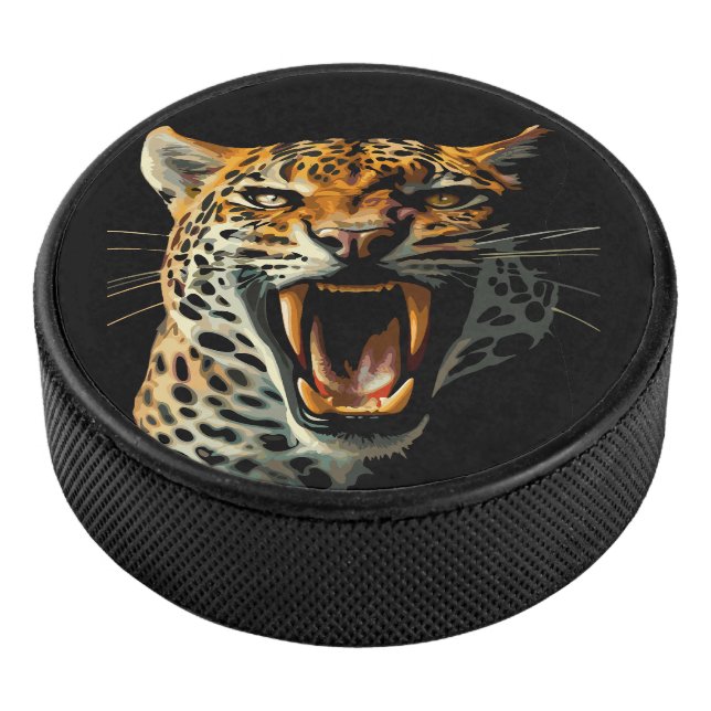 Angriffskopf von Leopard Eishockey Puck (3/4)