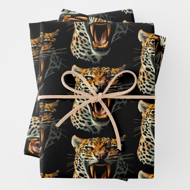 Angriffskopf von Leopard Geschenkpapier Set (Beispiel)