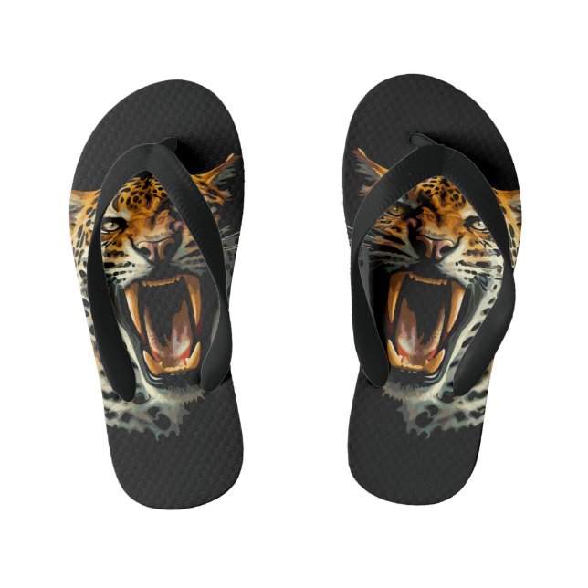 Angriffskopf von Leopard Kinderbadesandalen (Fußbett)