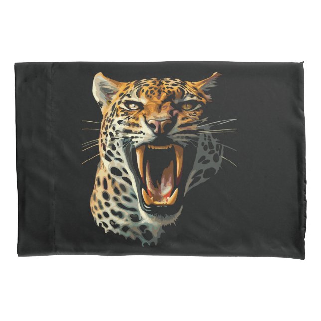 Angriffskopf von Leopard Kissenbezug (Vorderseite)