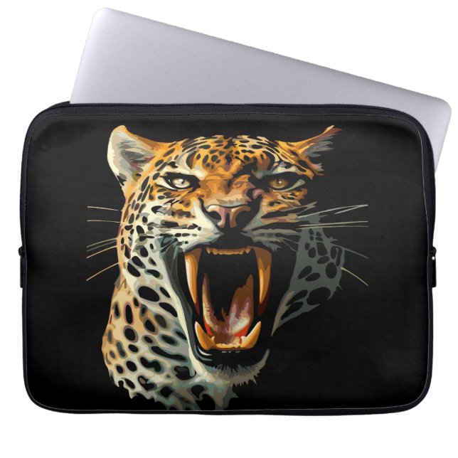 Angriffskopf von Leopard Laptopschutzhülle (Vorderseite)