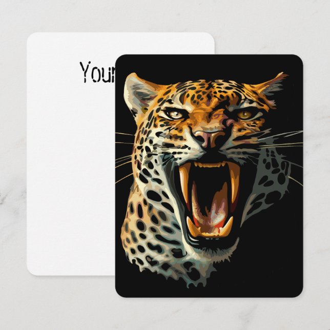 Angriffskopf von Leopard RSVP Karte (Vorne/Hinten)