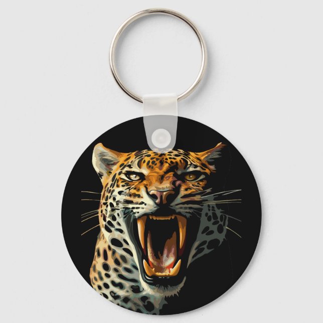 Angriffskopf von Leopard Schlüsselanhänger (Vorderseite)