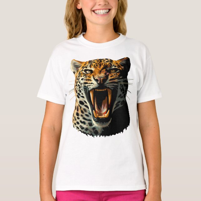 Angriffskopf von Leopard T-Shirt (Vorderseite)