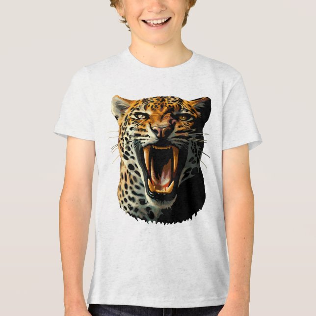 Angriffskopf von Leopard Tri-Blend Shirt (Vorderseite)