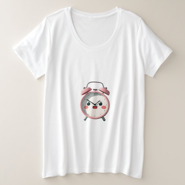 Angry Alarm Clock Cartoon – I Hate Mornings Große Größe T-Shirt (Design vorne)