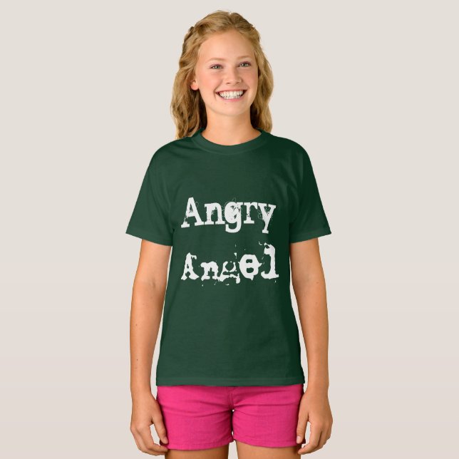 Angry Angel bedrückte Schrift Helena T-Shirt (Vorne ganz)