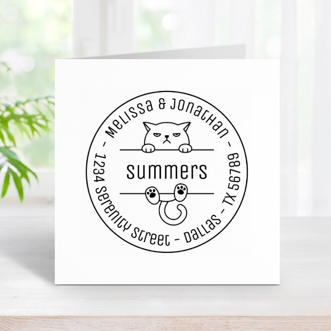 Angry Bad Tempered Cat Round Address 2 Gummistempel (Von Creator hochgeladen)