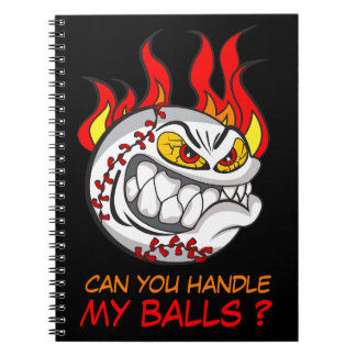 Angry Baseball Ball in Flammen mit Funny Zitat, Notizblock