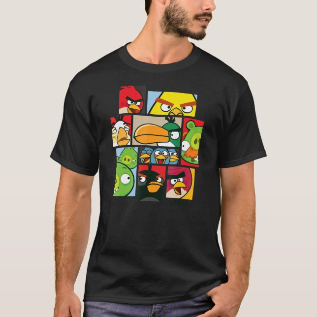 Angry Birds Collage Offiziell Merchandise T-Shirt (Vorderseite)