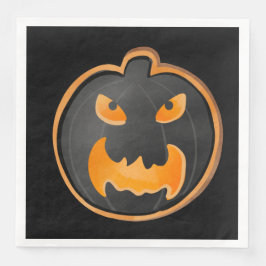 ANGRY BLACK ORANGE HALLOWEEN PUMPKIN SERVIETTE