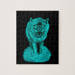 Angry Black Wolf in der Nacht