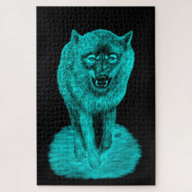 Angry Black Wolf in der Nacht (Vertikal)