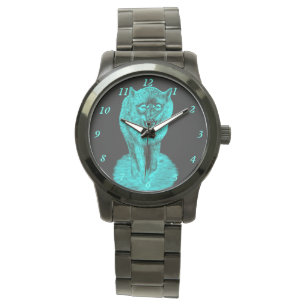 Angry Black Wolf in der Nacht Armbanduhr