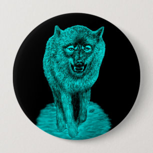 Angry Black Wolf in der Nacht Button