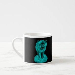 Angry Black Wolf in der Nacht Espressotasse