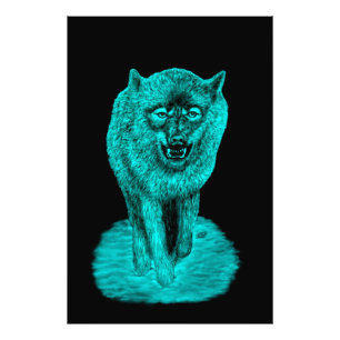 Angry Black Wolf in der Nacht Fotodruck